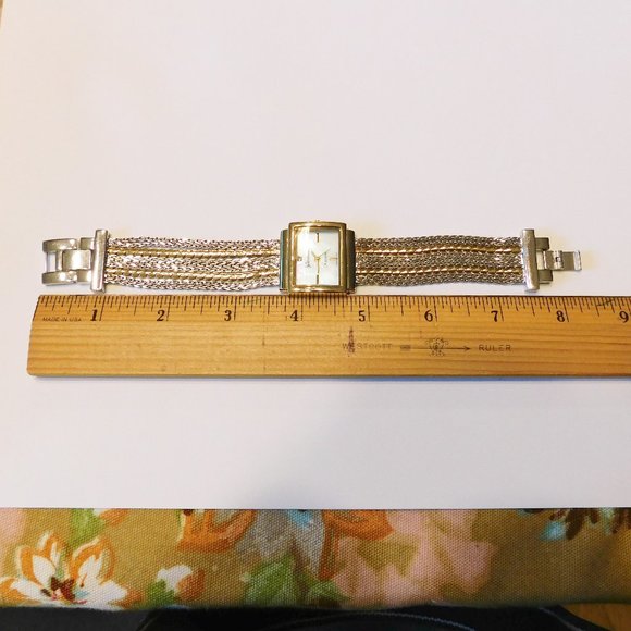 Geneva Watch Wide Silver/Gold Multi Chain Band -  7.25"  -  NWOT- New Ba… - Picture 3 of 4